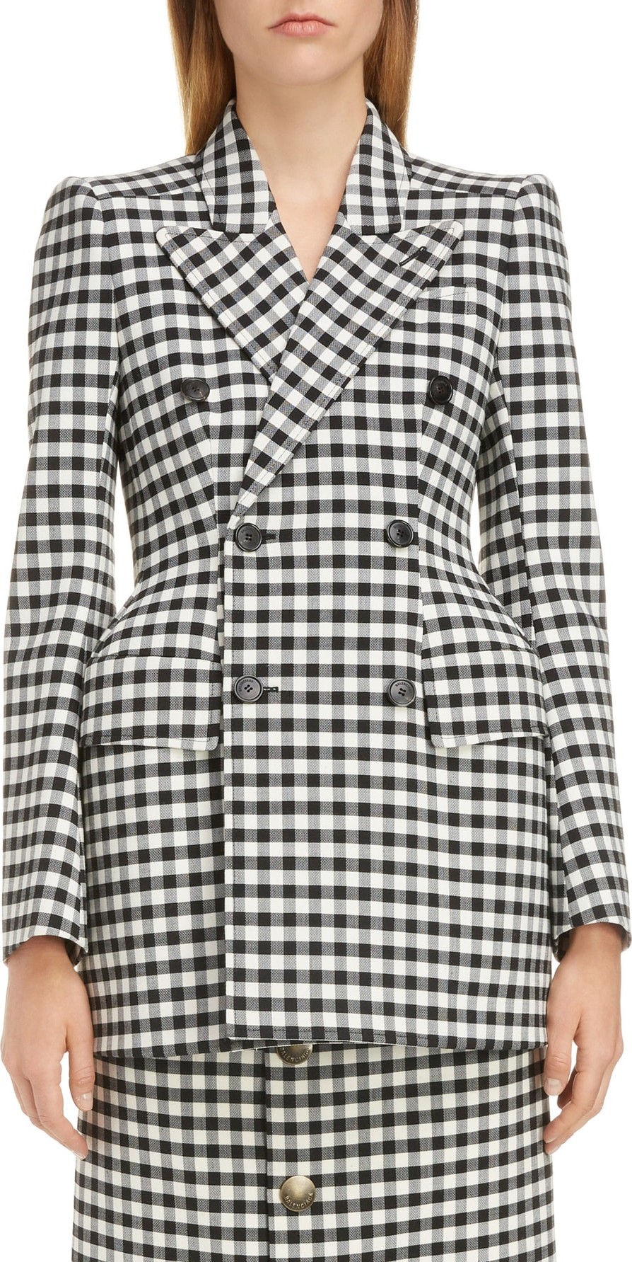 Balenciaga Hourglass Gingham Blazer