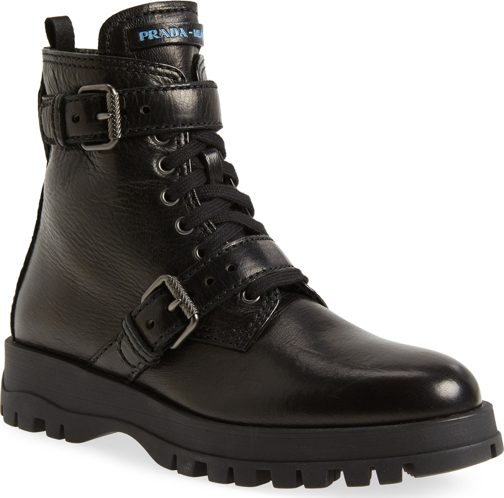 Prada Buckle Combat Boots