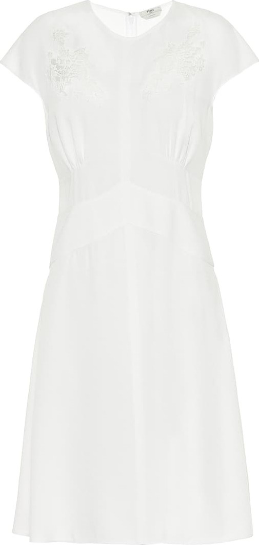 Fendi Lace-trimmed crêpe dress