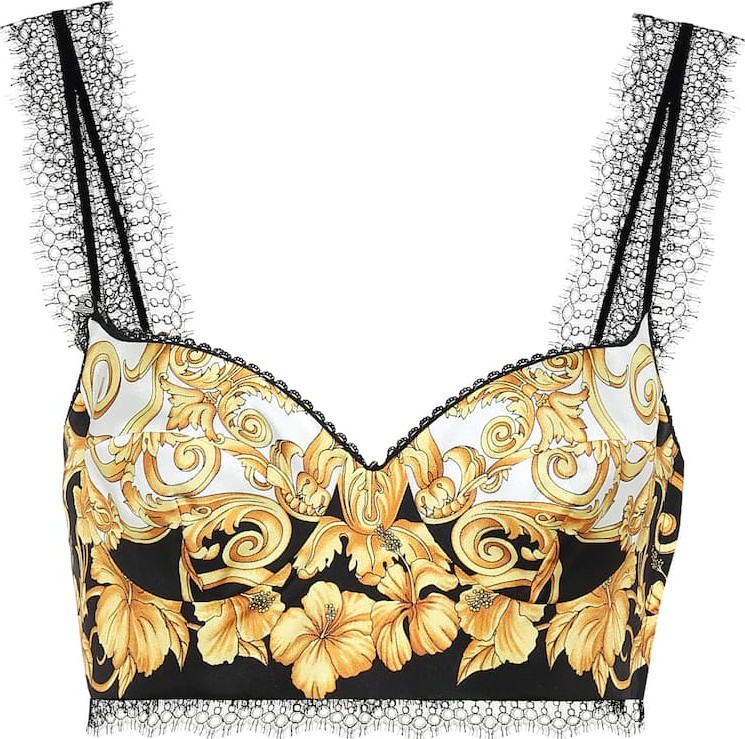 Versace Printed silk crop top