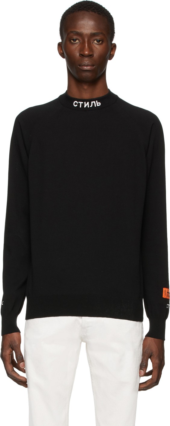 Heron Preston Black Knit Logo Turtleneck