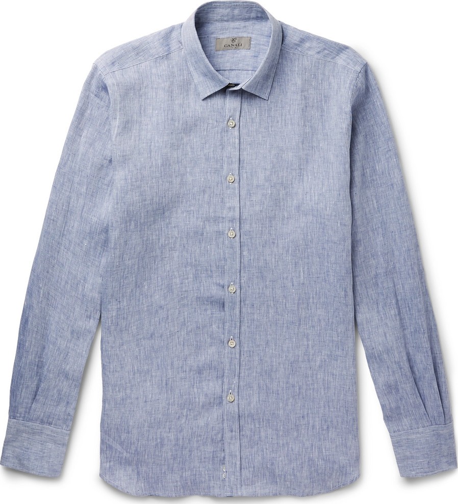 Canali Slim-Fit Mélange Slub Linen Shirt