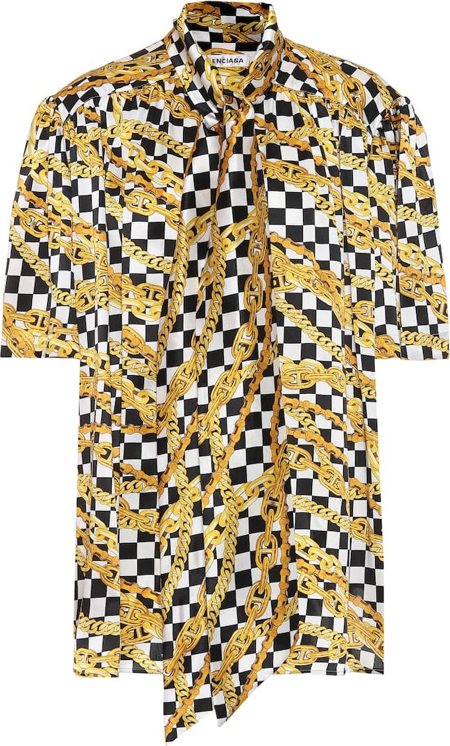 Balenciaga Scarf printed silk-satin shirt