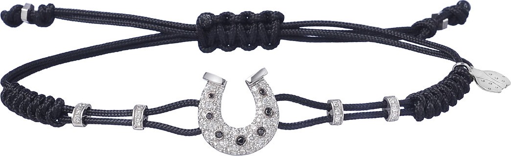 Pippo Perez 18k White Gold Diamond Horseshoe Pull-Cord Bracelet