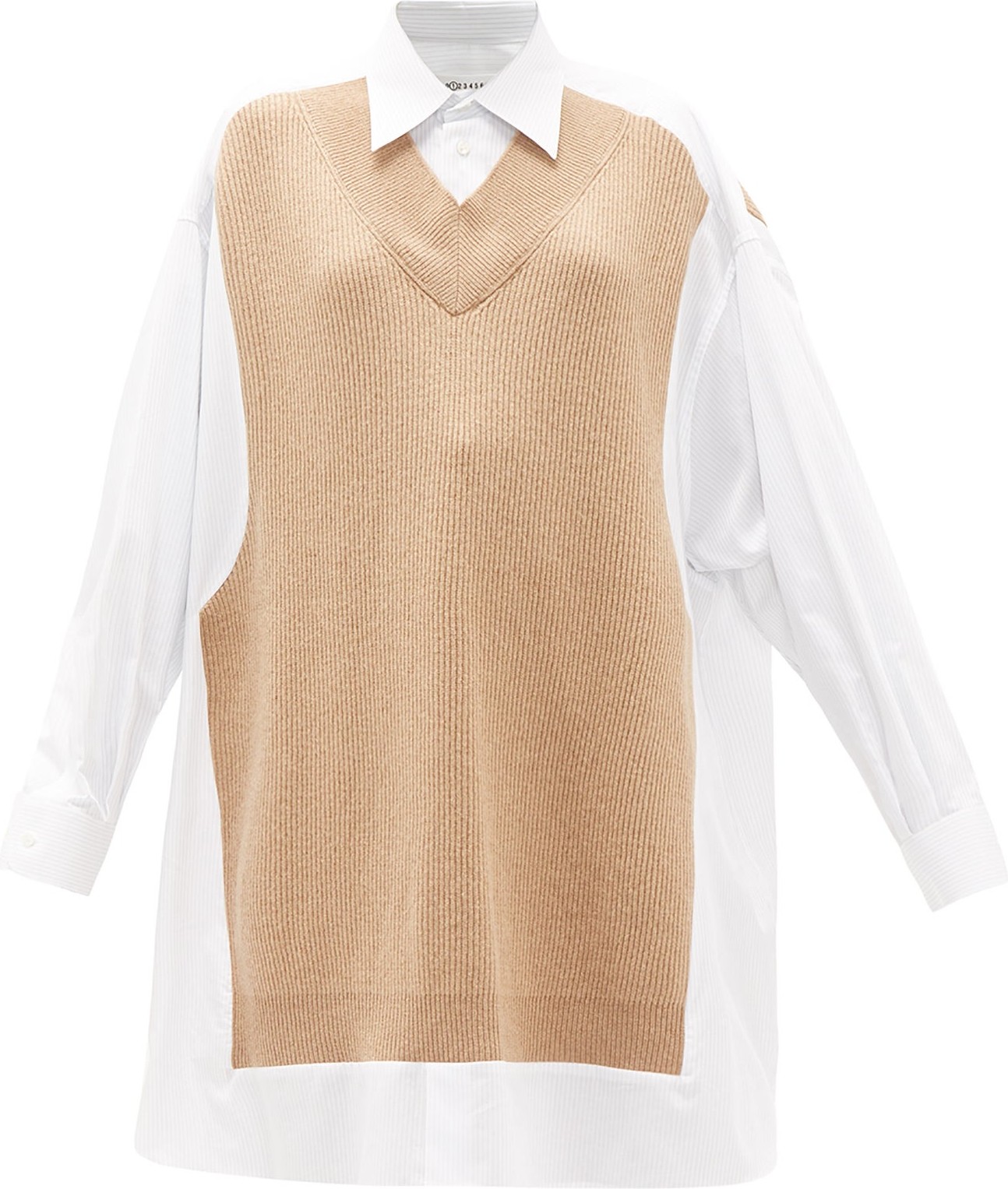 Maison Margiela Deconstructed oversized knit-panel cotton shirt