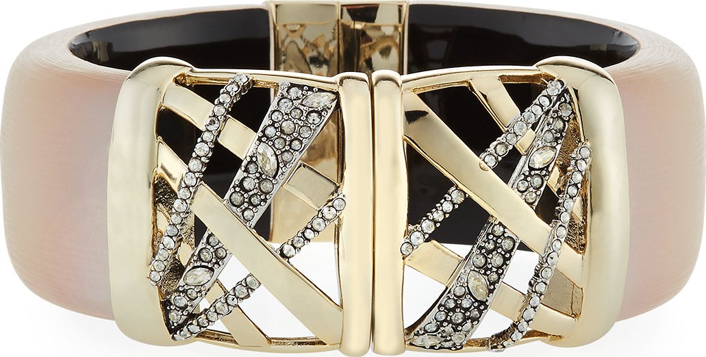 Alexis Bittar Crystal Encrusted Plaid Hinge Bracelet