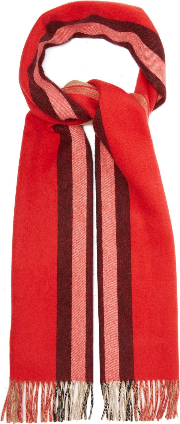 Burberry London England Reversible Icon-striped cashmere scarf
