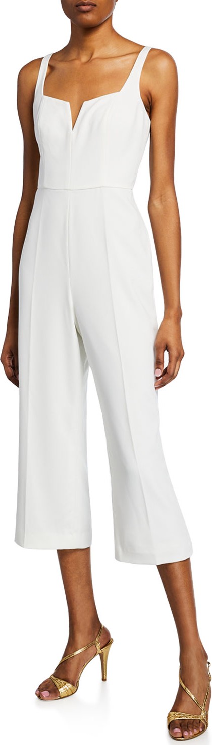 Jay Godfrey Sleeveless Cropped Jumpsuit with V-Slit Neckline