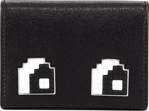 Les Petits Joueurs Flap Eyes Saffiano Card Holder, Black