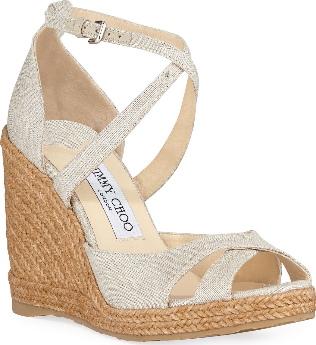 Jimmy Choo Alanah 105mm Linen Wedge Espadrilles