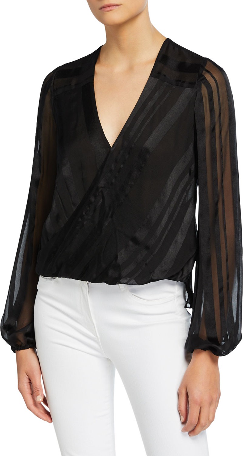 Ramy Brook Joanie Striped Long-Sleeve Top