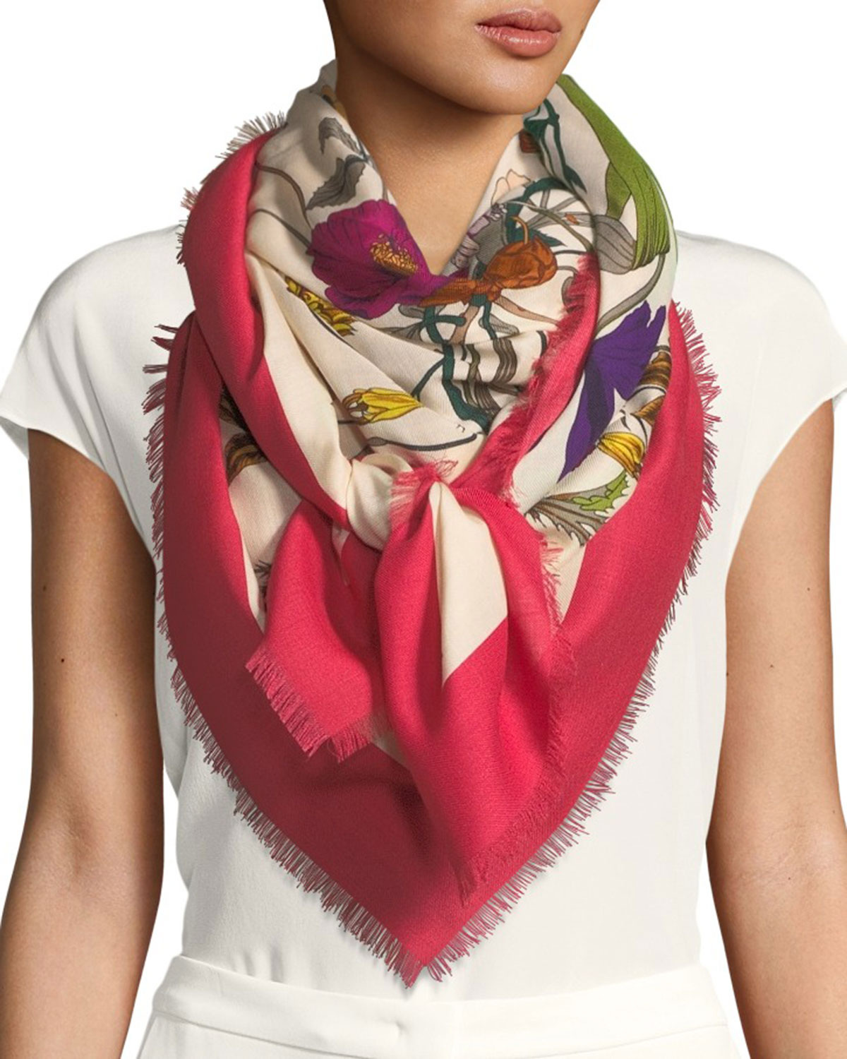 Gucci Flora Gothic Wool-Silk Shawl
