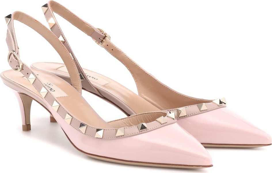 Valentino Valentino Garavani Rockstud patent leather slingback pumps