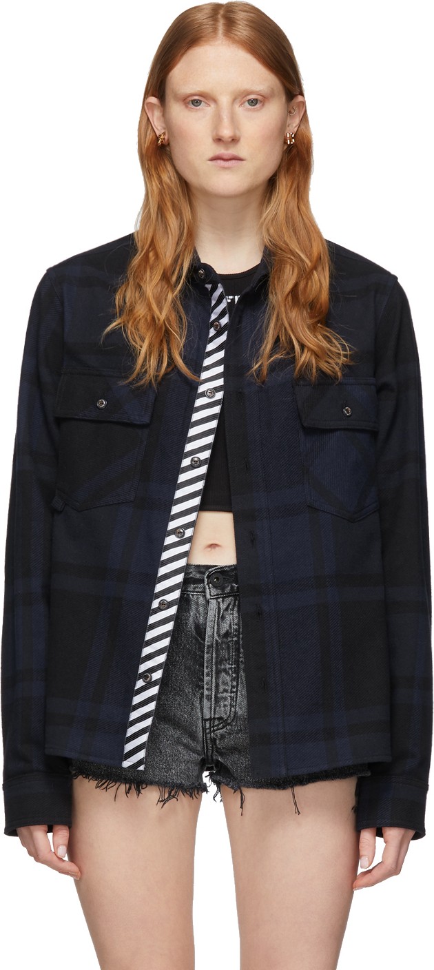 Off White SSENSE Exclusive Black & Navy Stencil Shirt