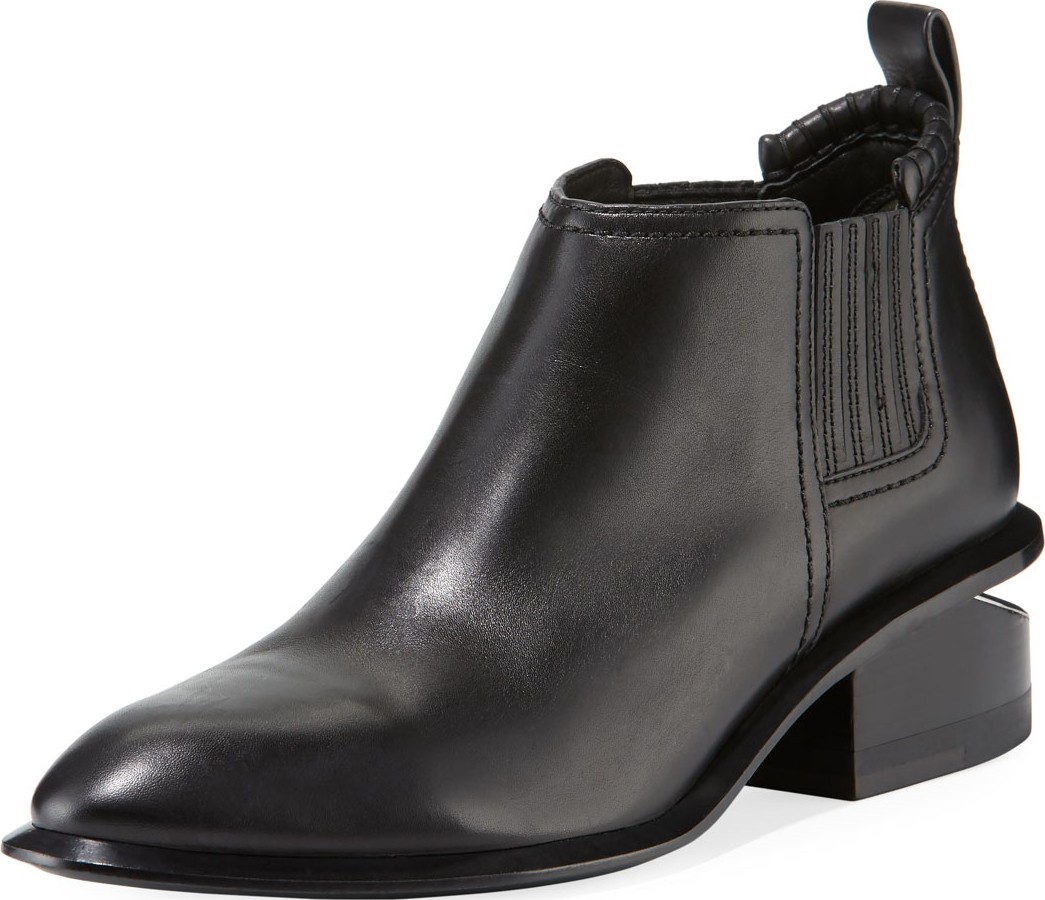 Alexander Wang Kori Low-Heel Leather Booties