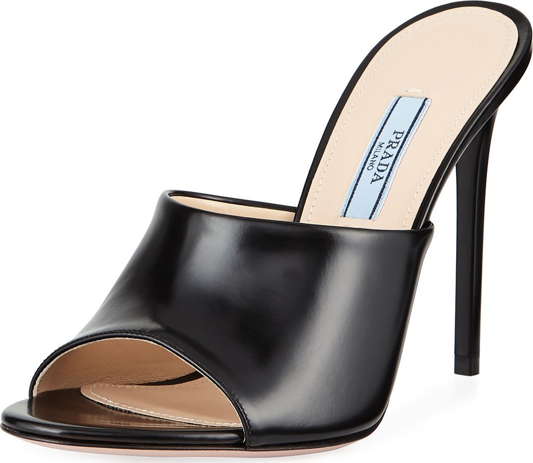 Prada Calf Leather High-Heel Mule Sandals