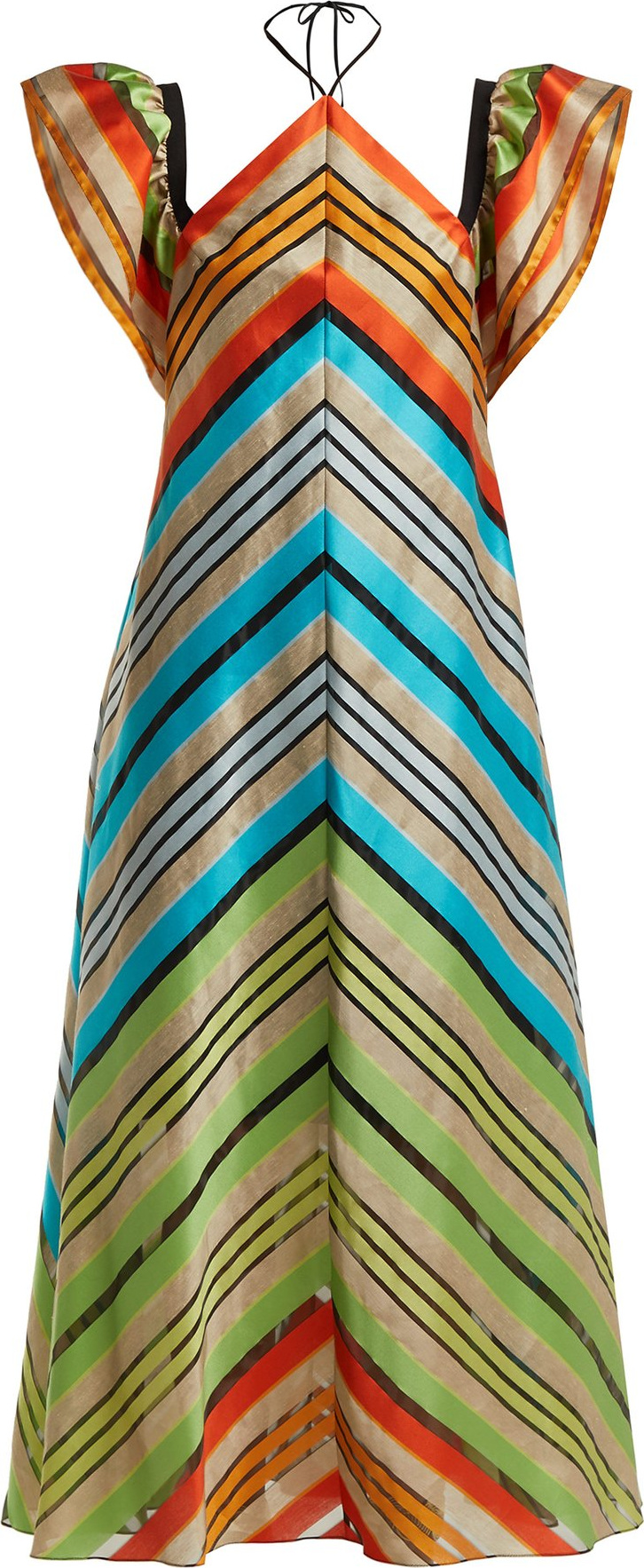 Mary Katrantzou Kahlo chevron-stripe organza dress