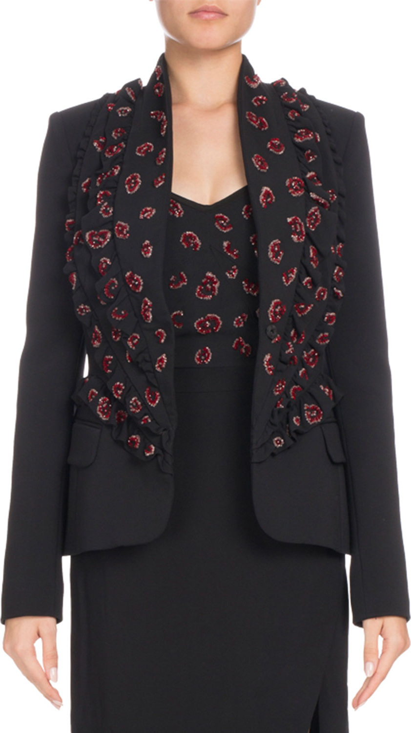 Altuzarra Ryder Double-Lapel Single-Breasted Beaded Crepe Jacket