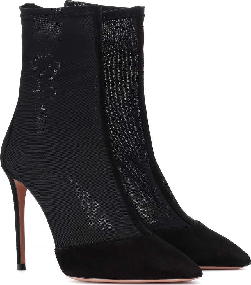 Aquazzura Hot Stuff suede and mesh ankle boots