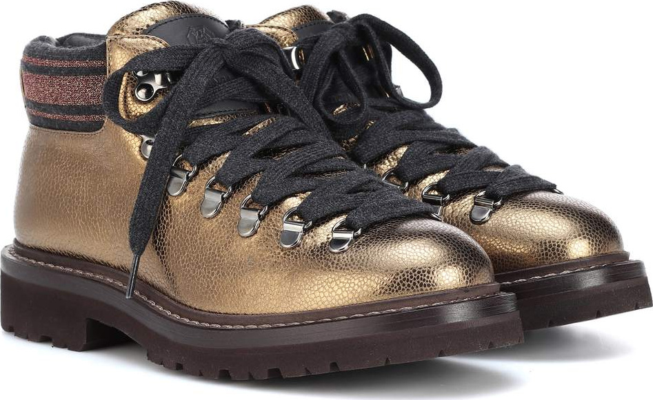 Brunello Cucinelli Metallic leather ankle boots