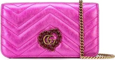 Gucci pink quilted metallic shoulder bag