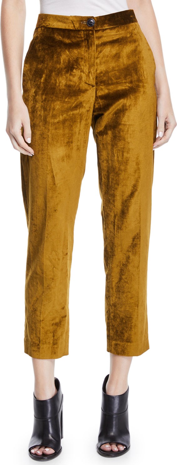 Rag & Bone Poppy Velvet High-Rise Cropped Pants