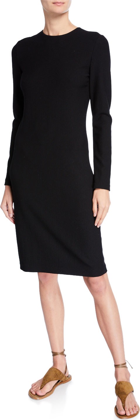 Vince Long-Sleeve Crewneck Pencil Dress
