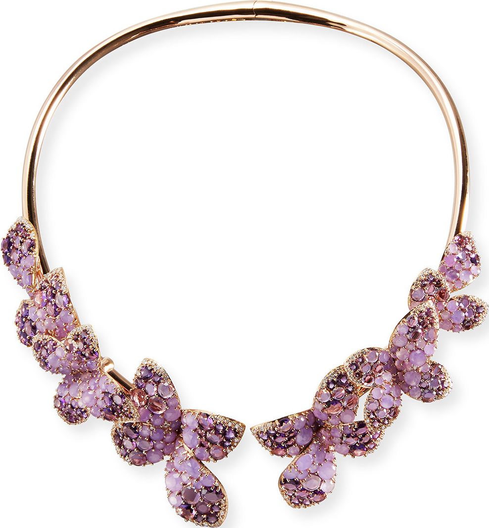 Pasquale Bruni 18K Rose Gold & Amethyst Butterfly Collar Necklace with Diamonds