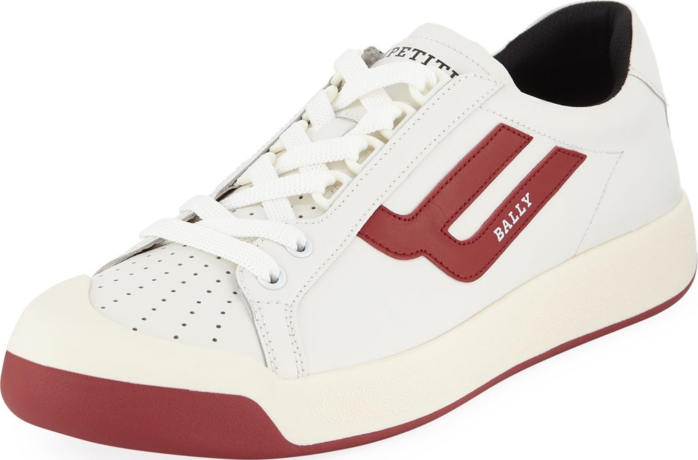 Bally Men's New Competition Retro Low-Top Sneakers, Red/White