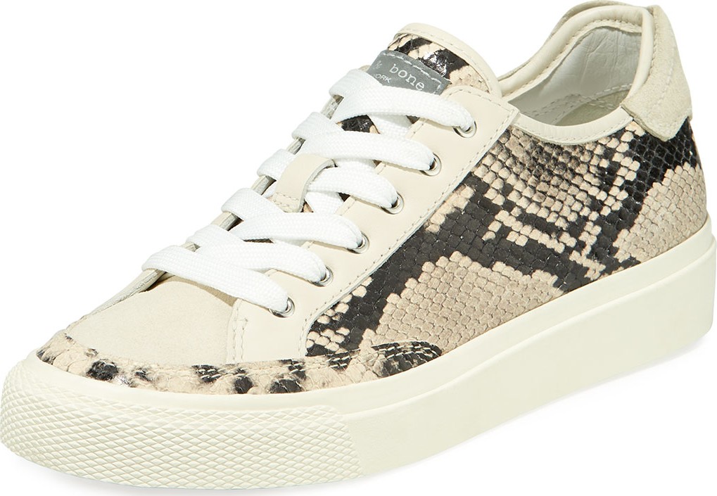 Rag & Bone Army Python-Print Leather Low-Top Sneakers