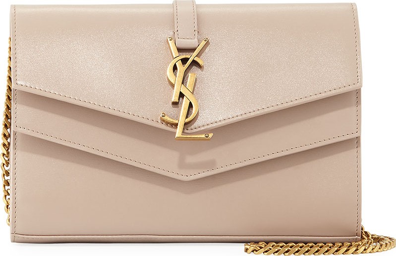 Saint Laurent Sulpice Monogram YSL V-Flap Wallet on Chain