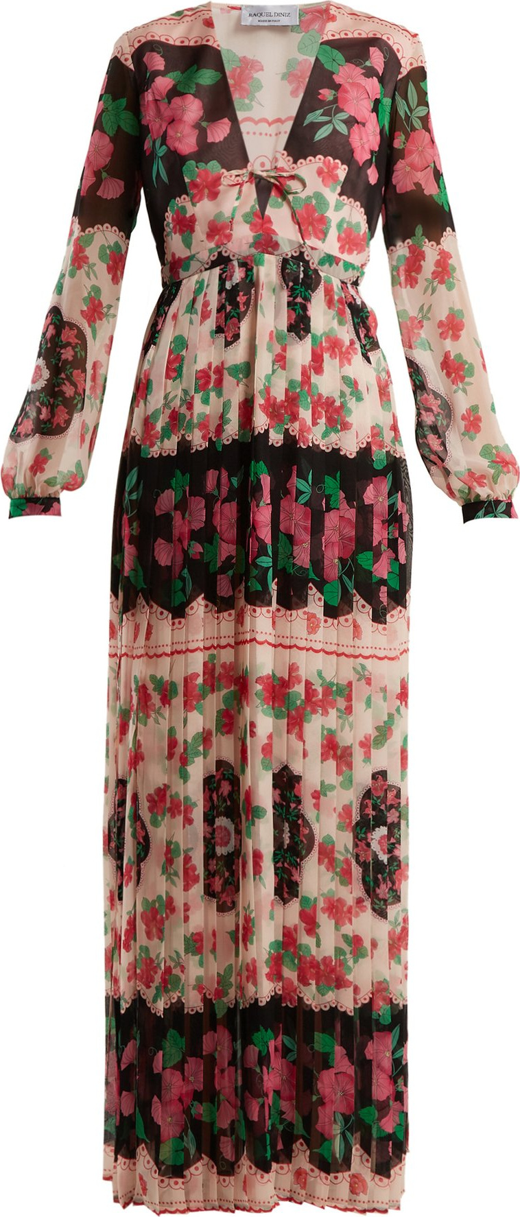 Raquel Diniz Valentina floral-print pleated gown