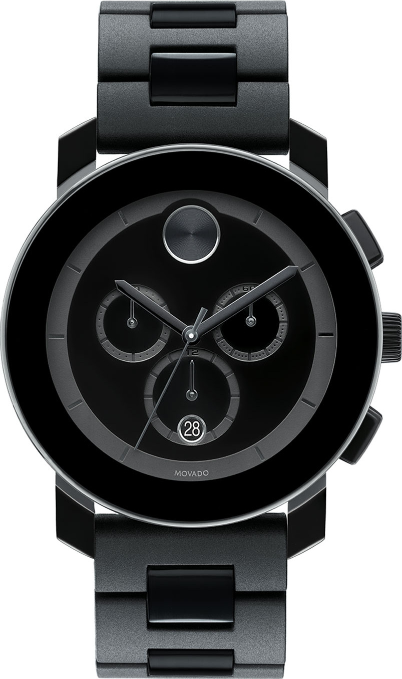 Movado 43.5mm Bold Chronograph Watch, Black