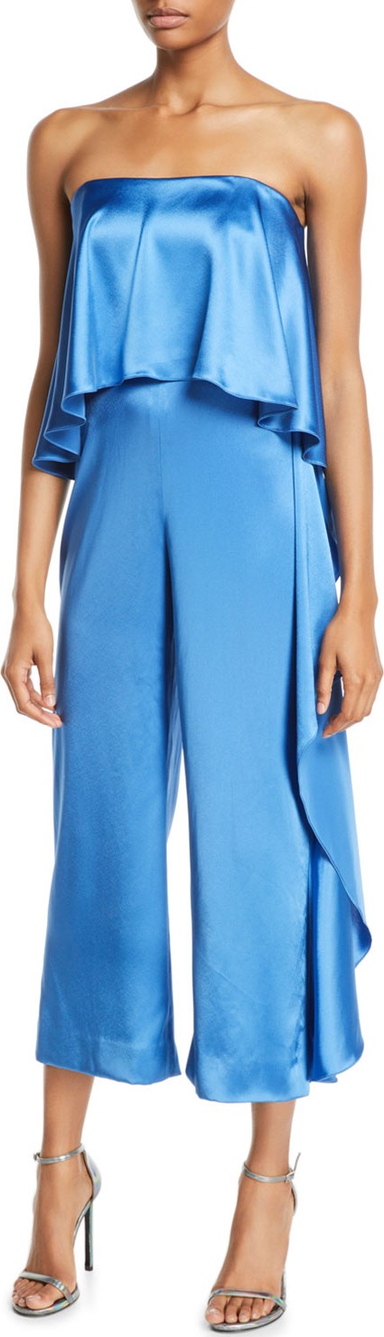 MESTIZA NEW YORK Jacqueline Satin Strapless Jumpsuit