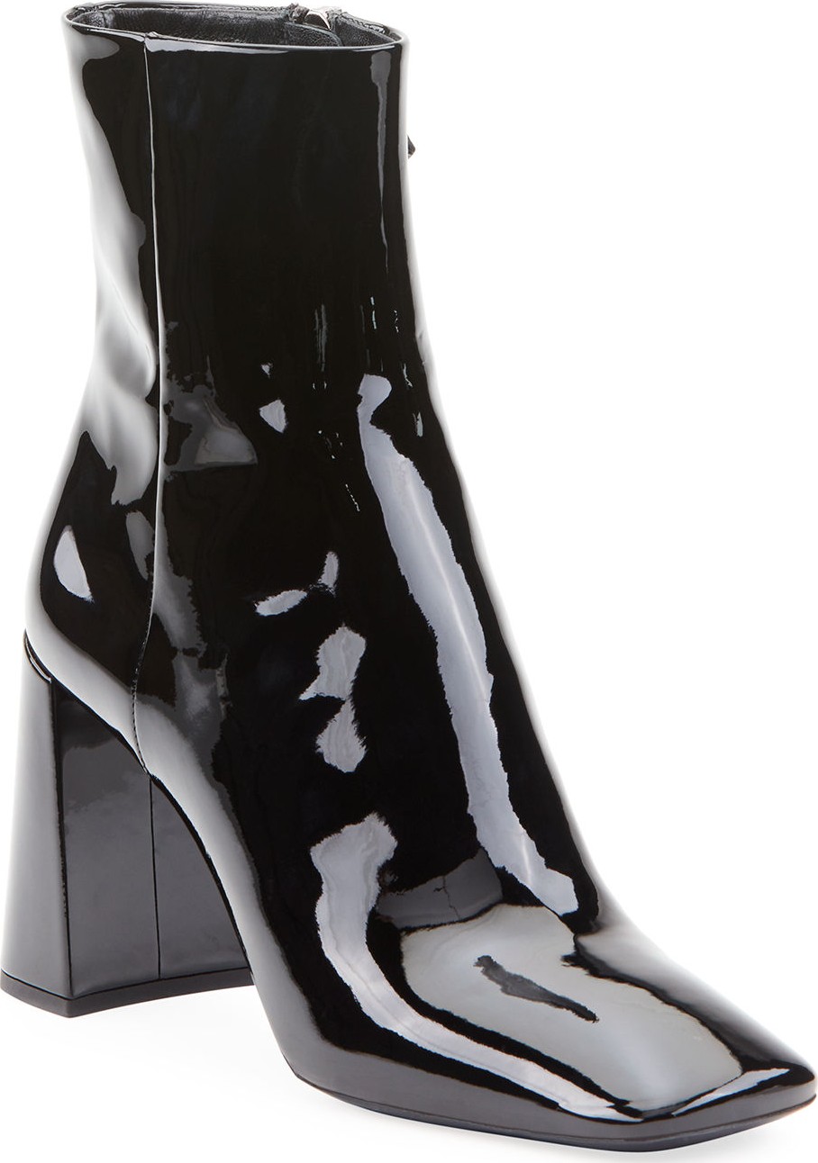 Prada Patent Leather Block-Heel Booties