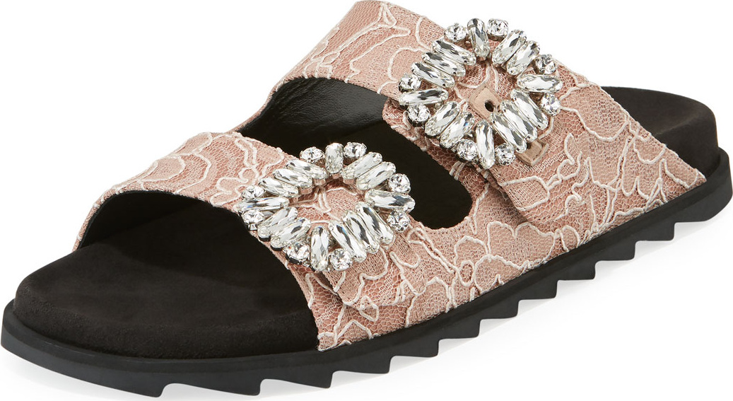 Roger Vivier Slidy Viv Strass Buckle Sandal
