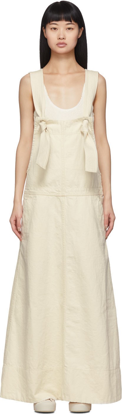 Jil Sander Off-White Denim Overall Dress