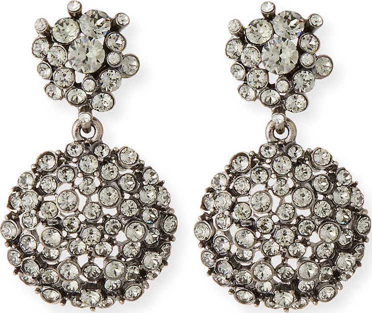 Oscar De La Renta Jeweled Flower Drop Earrings