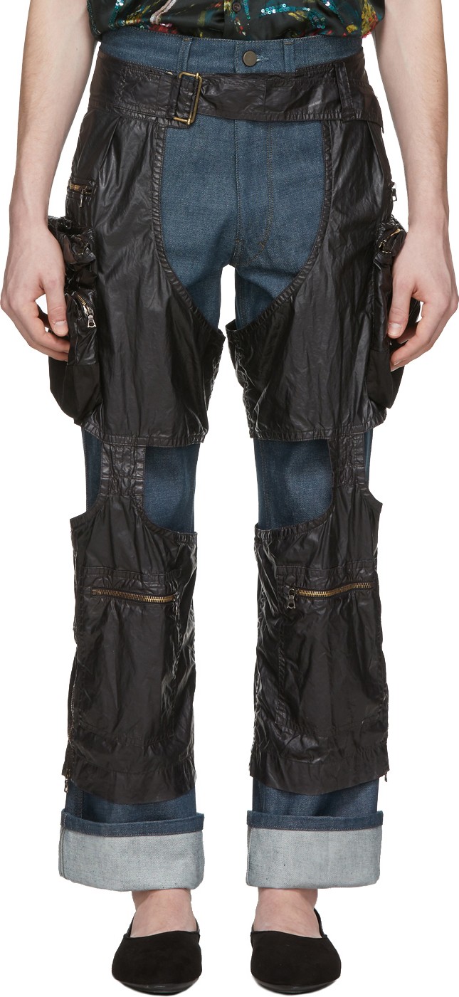 Dries Van Noten Black Chaps Trousers
