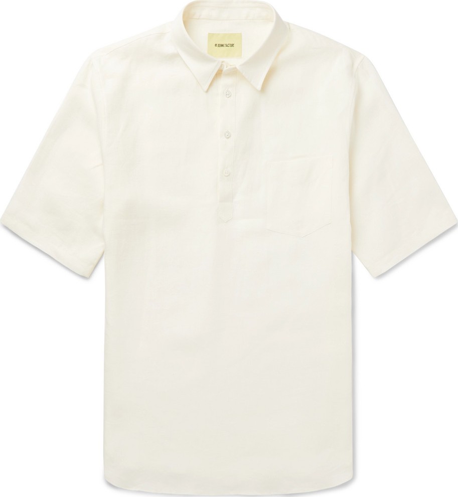 De Bonne Facture Organic Slub Linen Half-Placket Shirt
