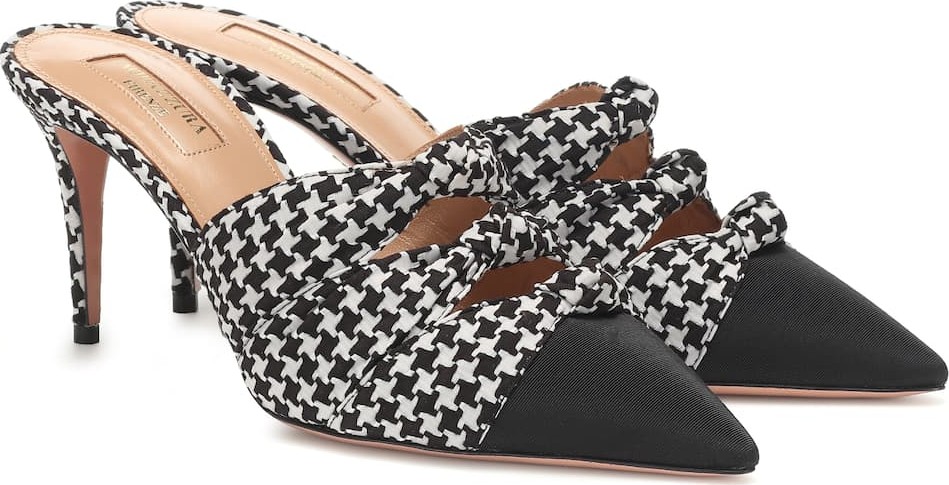 Aquazzura Mondaine houndstooth mules