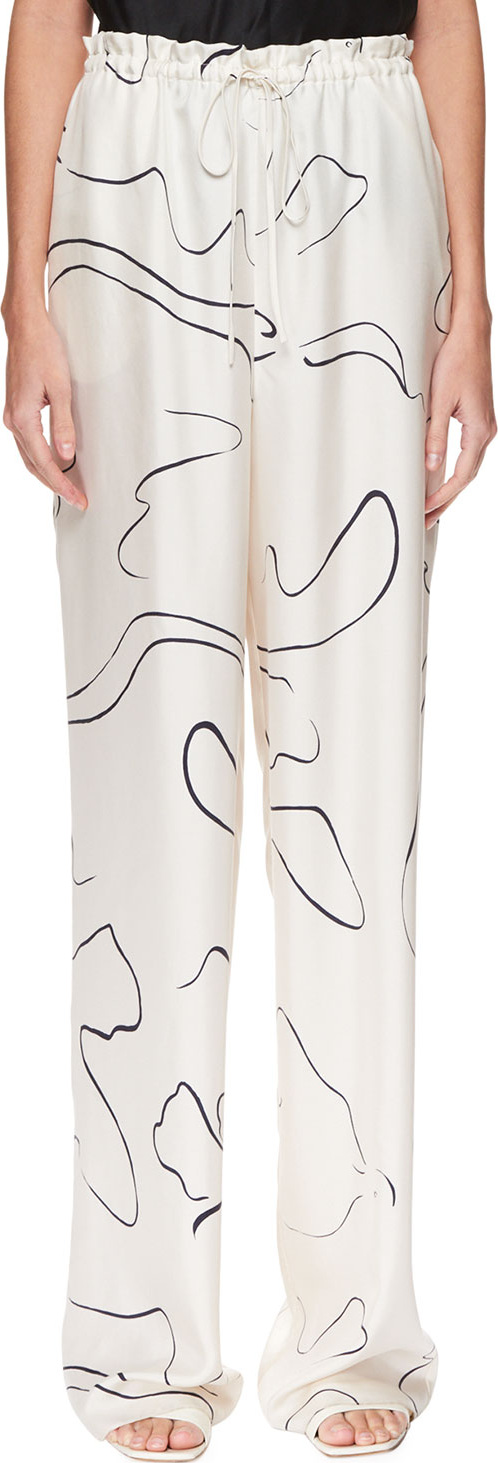 THE ROW JR Abstract-Print Silk Drawstring Pants