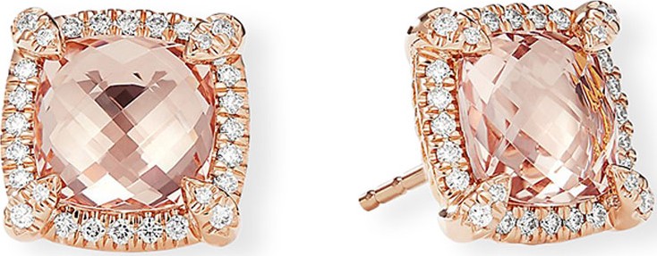 David Yurman Chatelaine 18k Rose Gold Morganite Stud Earrings