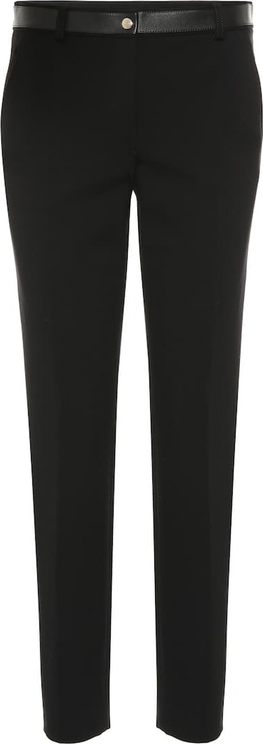 Salvatore Ferragamo Leather-trimmed jersey pants