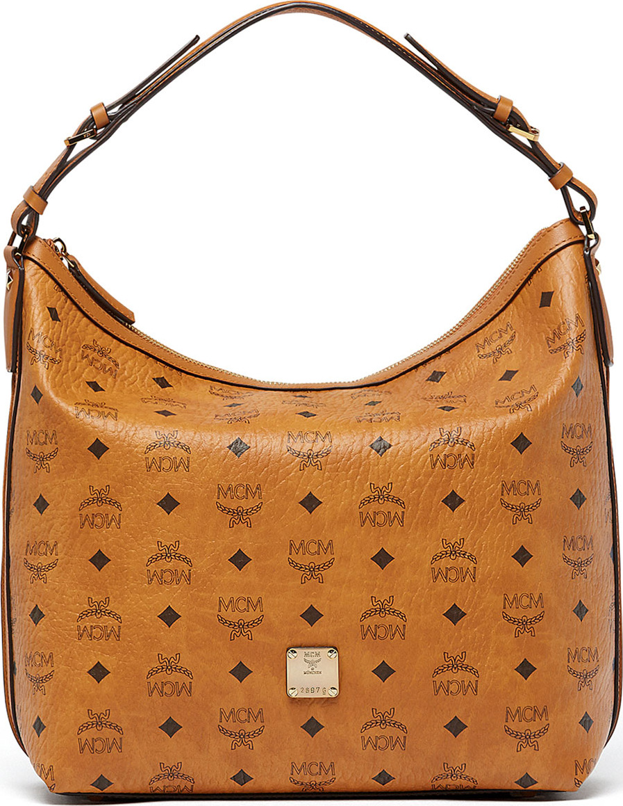 MCM Essential Visetos Original Hobo Bag, Cognac