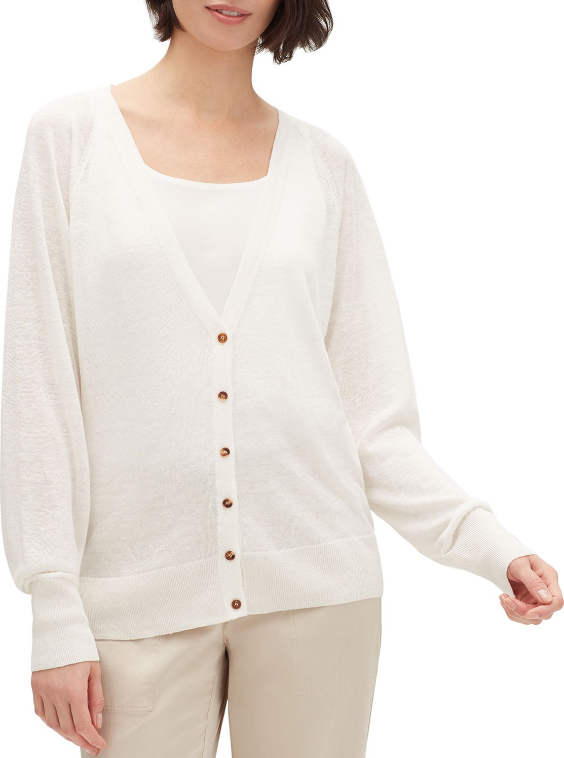 Lafayette 148 New York Button-Front Raglan-Sleeve Relaxed Cardigan