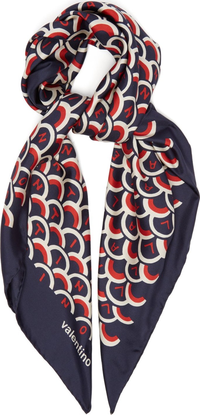 Valentino Logo-print silk-twill scarf