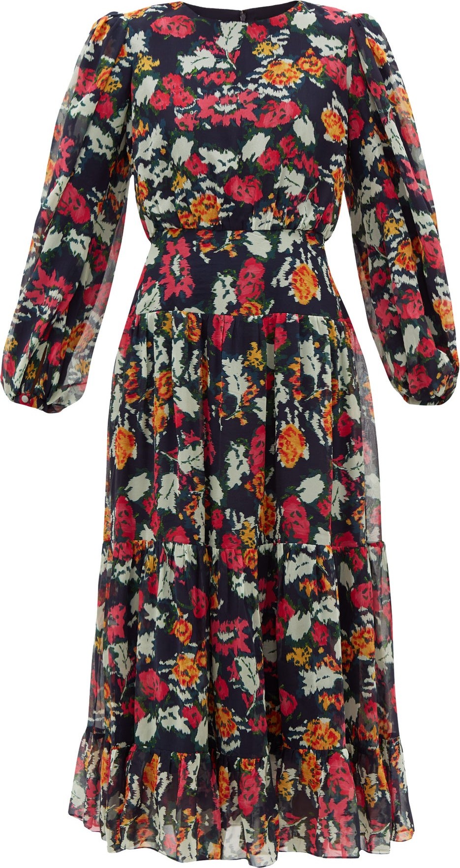 Saloni Isabel floral-print silk-chiffon midi dress