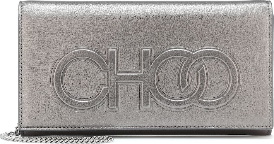 Jimmy Choo Santini metallic leather clutch
