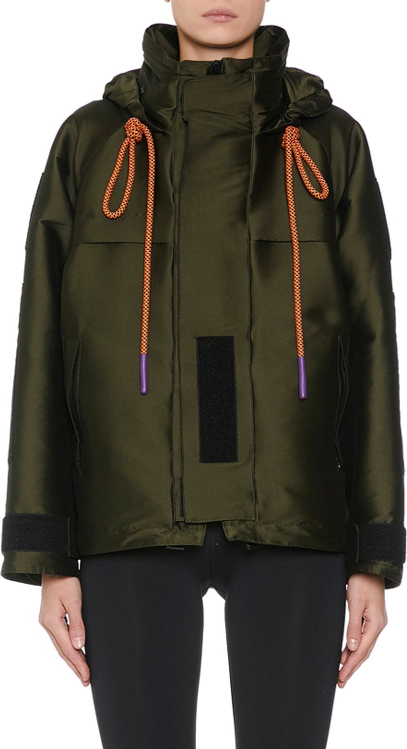 Palm Angels Sleek Funnel-Neck Hooded Parka Jacket